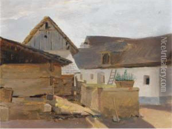 Hof In Grunddorf Oil Painting - Eduard Ritter