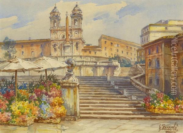 Die Spanische Treppe In Rom Oil Painting - Gaetano Facciola