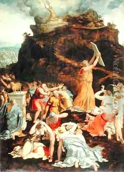 Moses on Mount Sinai Oil Painting - Daniele da Volterra