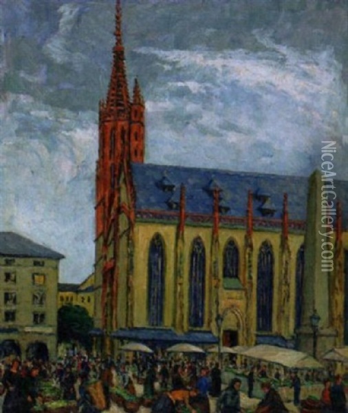 Markt In Wurzburg Oil Painting - Johann Philipp Ferdinand Preiss