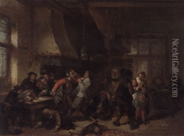 A Fight In A Tavern Oil Painting - Herman Frederik Carel ten Kate