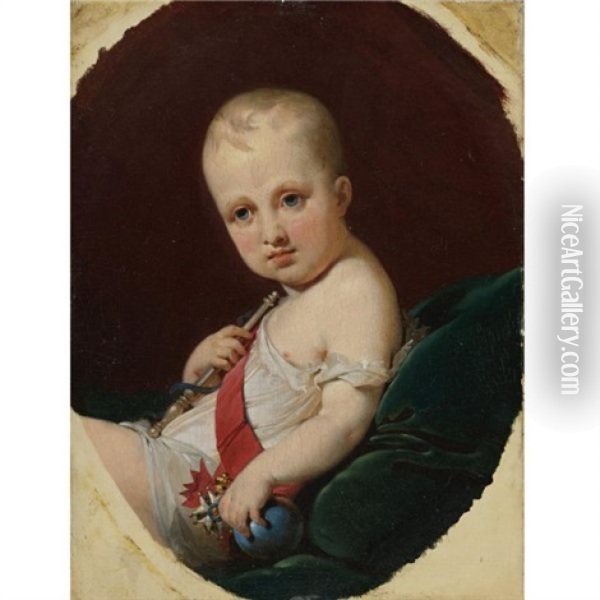 Portrait Of Napoleon Francois Joseph Charles Bonaparte, King Of Rome Oil Painting - Jean Baptiste Mauzaisse