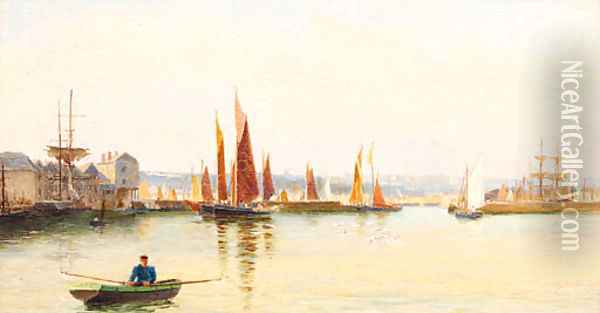 Shipping In A Harbour Oil Painting - Henry Martin