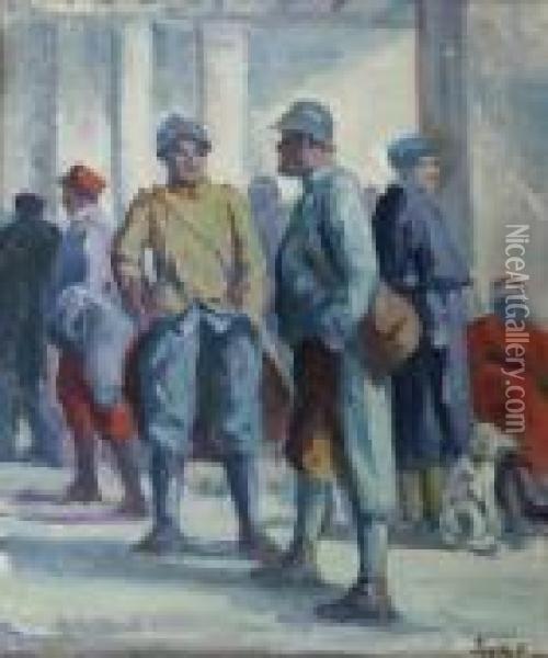 Soldats A La Gare Du Nord Oil Painting - Maximilien Luce