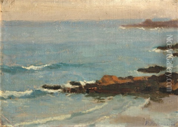 California Coastal View Oil Painting - Panos Terlemezian