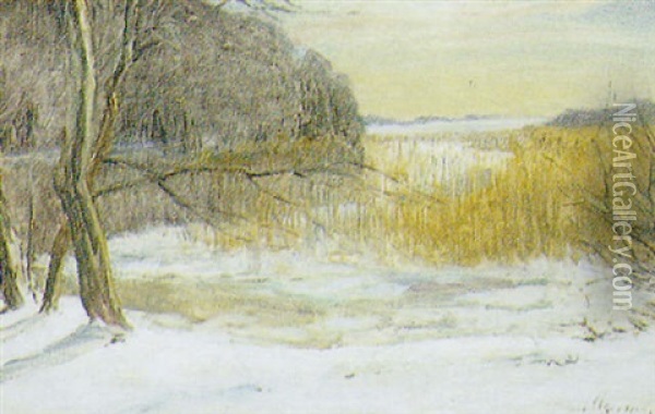 Vinterlandskab Oil Painting - Hans Mortensen Agersnap