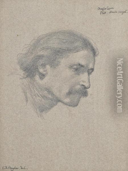 Study For A Portrait Of Orazio Cervi Oil Painting - Edward Robert Hughes