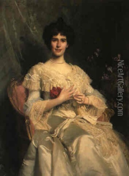 Portraits Of Mr. And Mrs. Fred Struben Oil Painting - Sir Samuel Luke Fildes
