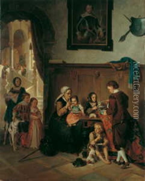Die Speisung Der Armen Familie Oil Painting - Joseph Haier