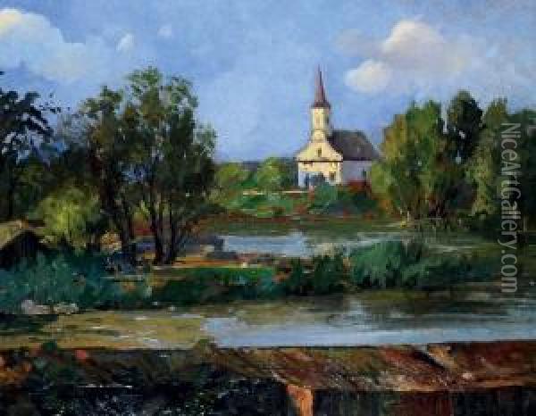 Szolnoki Taj Templommal Oil Painting - Ivan Polya