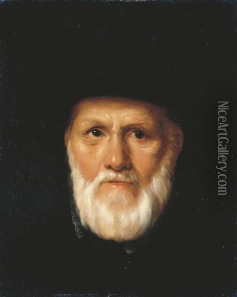 Portrait Of Dirck Volckertsz. Coornhert, Bust-length, In A Black Hat Oil Painting - Cornelis Cornelisz Van Haarlem