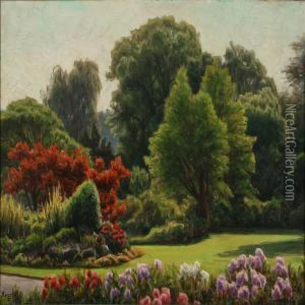 Summer Day In Apark Oil Painting - Henrik Gamst Jespersen