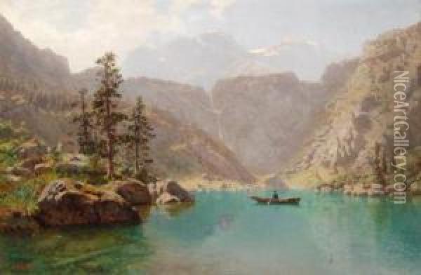 Amountain Lake Oil Painting - Robert Schultze