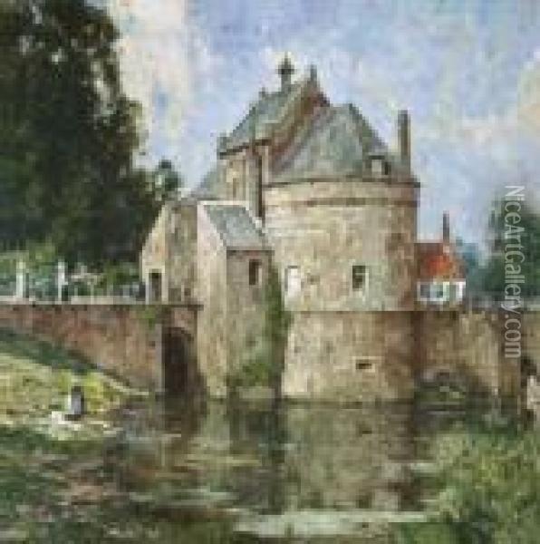 Vue De La Smedenpoort Bruges Oil Painting - Hendrick, Henri Cassiers