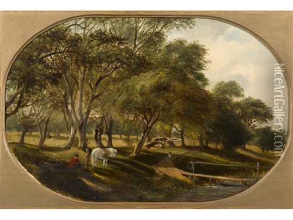 Figures In Woolverstone Park Oil Painting - John Duvall