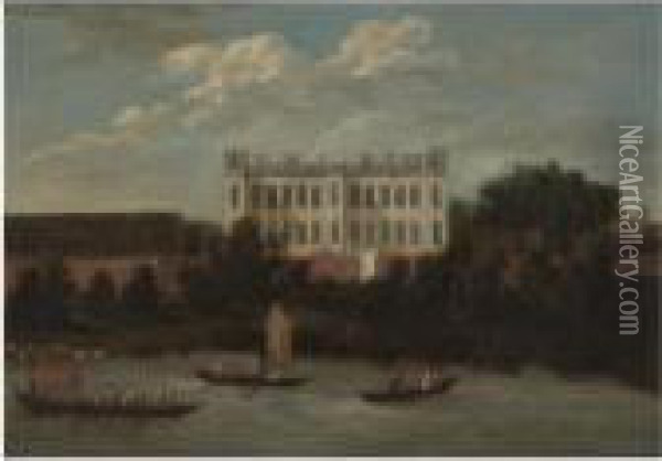 A View Of Syon House From The Thames Oil Painting - Robert Griffier