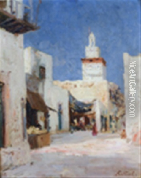 Rue Animee, Sfax, Tunisie Oil Painting - Francois Nicot