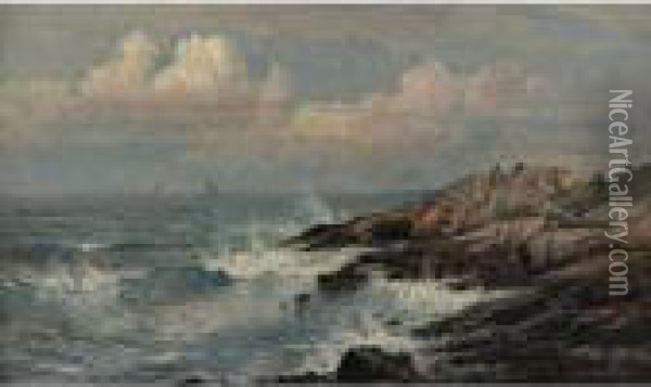 Along The Rocky Coast Oil Painting - Edmund Darch Lewis
