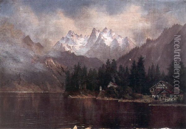 Alpine Lake Oil Painting - Edwin Deakin