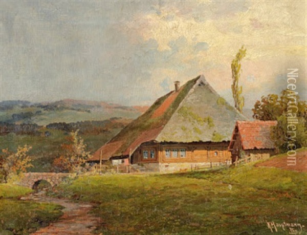 Aufziehendes Herbstgewitter Im Schwarzwald Oil Painting - Karl Hauptmann