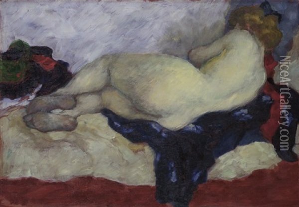 Liegender Akt Oil Painting - Emil Orlik