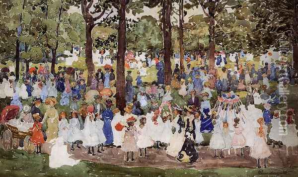 May Day Central Park Aka Central Park Or Children In The Park Oil Painting - Maurice Brazil Prendergast