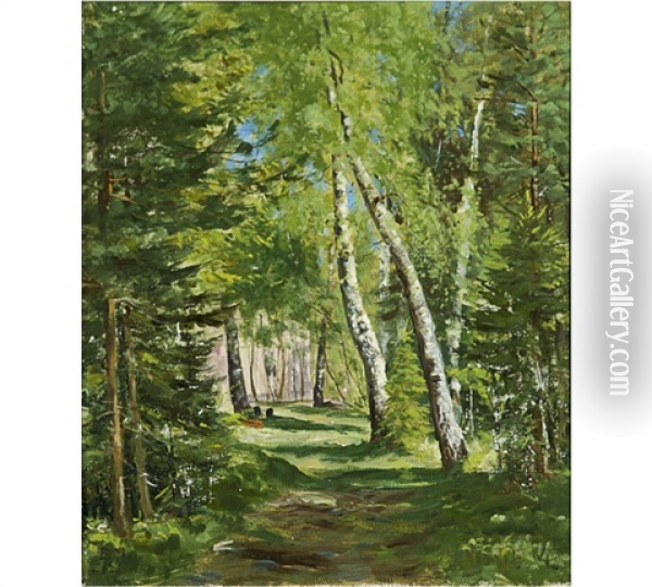 Forest Interior Oil Painting - Elias Muukka