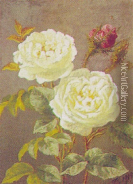 Rod Og Hvide Roser Oil Painting - Anthonie Eleonore (Anthonore) Christensen
