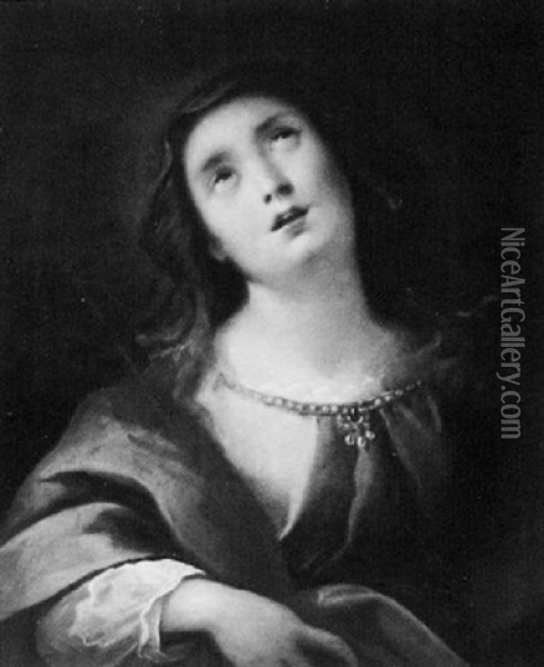 Sainte Madeleine En Buste Presque De Face, Tenant Une Palme Dans La Main Droite Oil Painting - Carlo Francesco Nuvolone