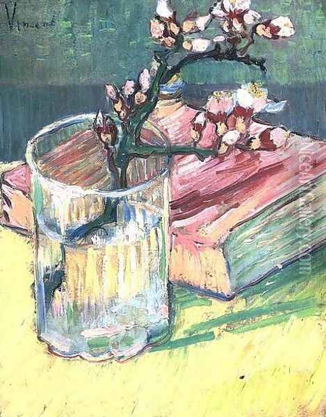 Blossoming Almond Branch In A Glass With A Oil Painting - Vincent Van Gogh