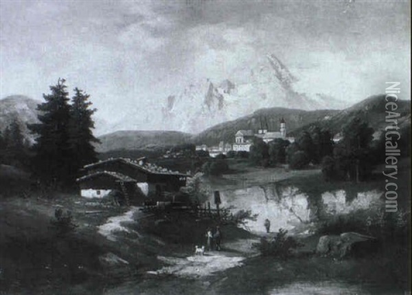 Berchtesgaden Oil Painting - Johann Lindner
