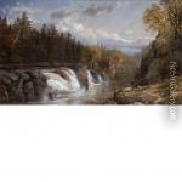 At The Falls Oil Painting - Edmund Darch Lewis