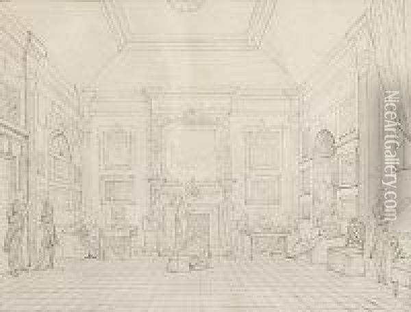 Drawing Room, Rossana, Ashford, Co. Wicklow Oil Painting - Marianne-Caroline Hamilton