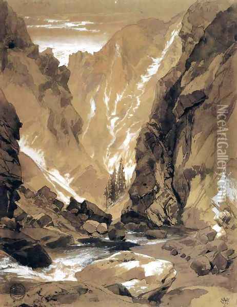 Toltec Gorge, Colorado Oil Painting - Thomas Moran