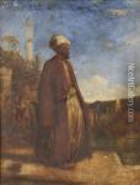 Myller Portrait Of An Arab Oil Painting - William James Muller