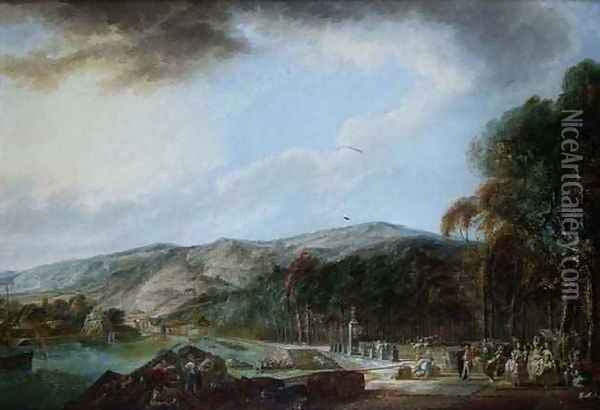 View of a harbour with numerous figures Oil Painting - Linton Park