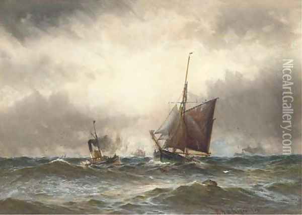 An approaching squall off the mouth of the Tyne Oil Painting - William Thomas Nicholas Boyce