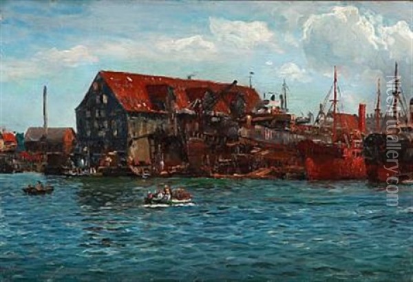 Kobenhavns Flydedok Oil Painting - Holger Luebbers