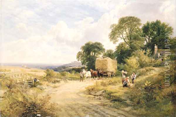 Carting the Ripe Harvest, Coombe Oil Painting - George Cole, Snr.