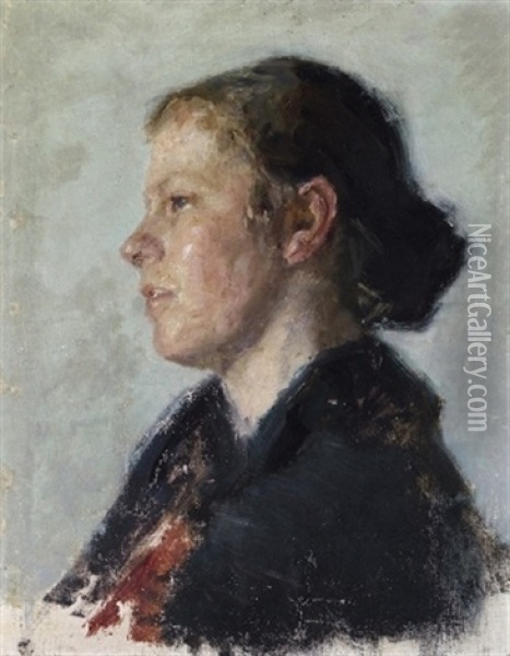 Portraet Af Yngre Kvinde Oil Painting - Viggo Johansen