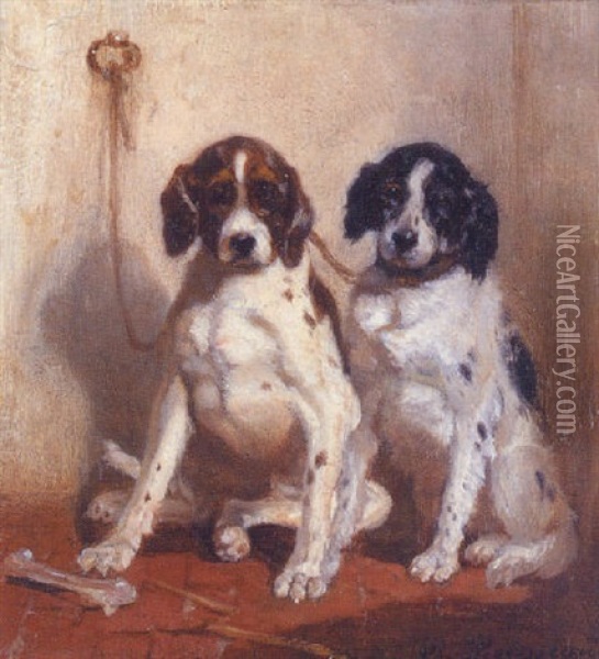 Two Spaniels Oil Painting - Philippe Rousseau