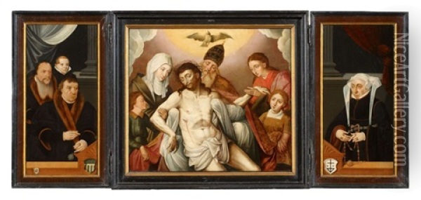 Triptychon Mit Kolner Stifterportrats Oil Painting - Bartholomaeus (Barthel) Bruyn the Younger