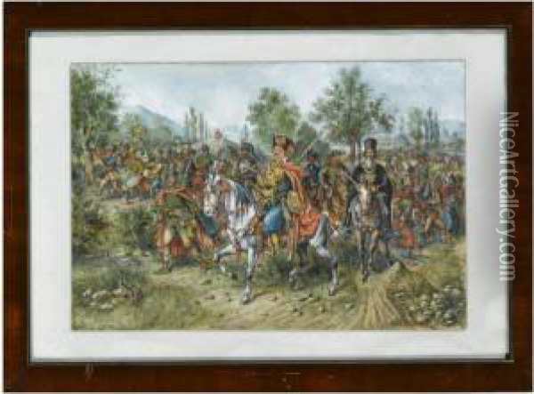 Franz Freiherr Von Der Trenck And His Regiment Oil Painting - Franz Pauly
