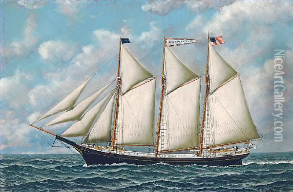 The Three-masted American Oil Painting - Antonio Nicolo Gasparo Jacobsen