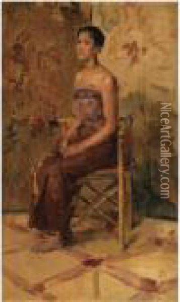 A Portrait Of A Seated Javanese Beauty Oil Painting - Isaac Israels