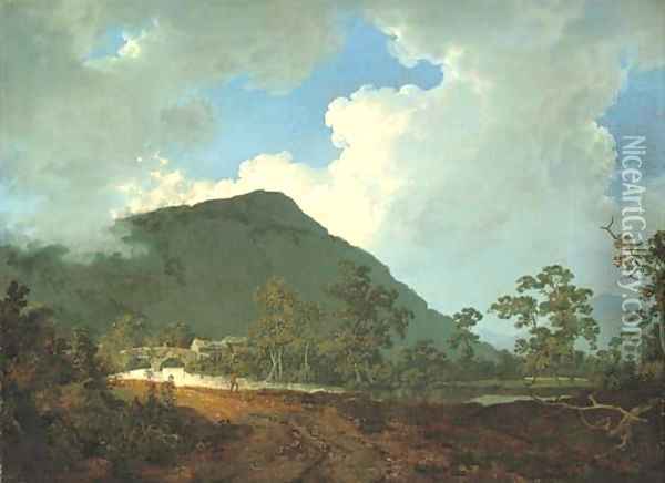 River landscape near Bedgellert, North Wales Oil Painting - Josepf Wright Of Derby