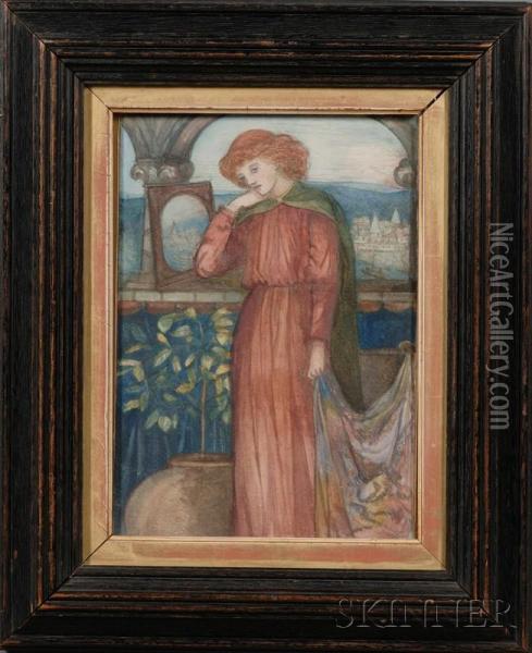 Portrait Of The Lady Of Shalott Oil Painting - Henry Treffry Dunn