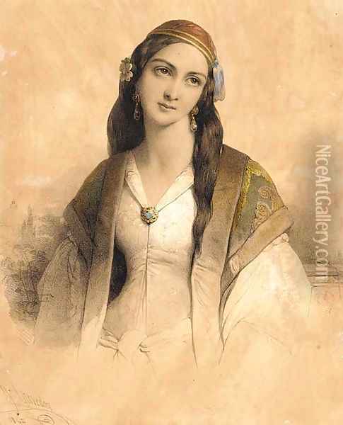 A young Greek beauty Oil Painting - Henri Grevedon