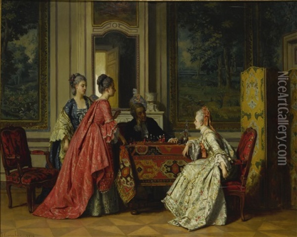 The Chess Players Oil Painting - Jean Carolus
