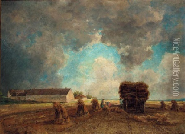 Gathering The Harvest Oil Painting - Philipp Roeth